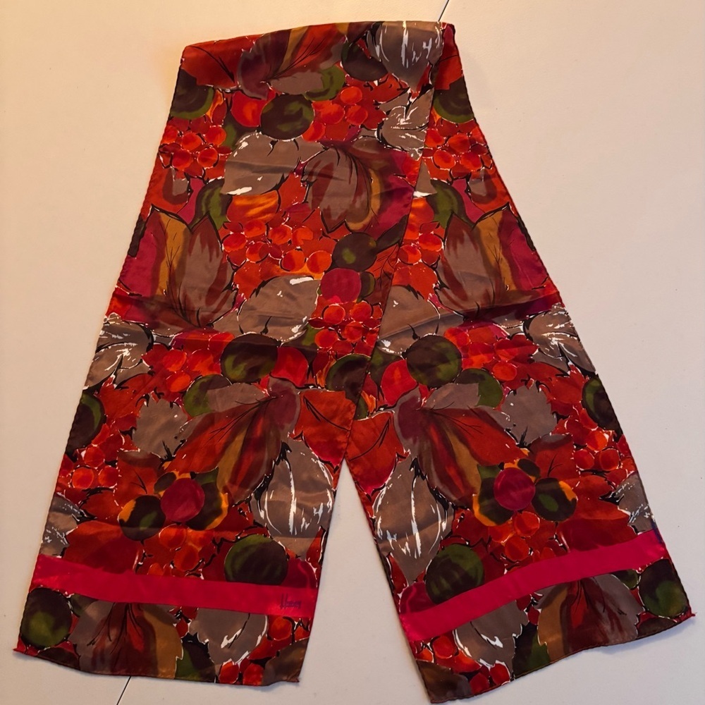 VINTAGE: Honey | rectangular floral print silk scarf